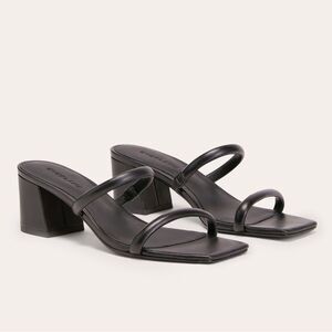 NEW EVERLANE The Double Strap Heel in black leather